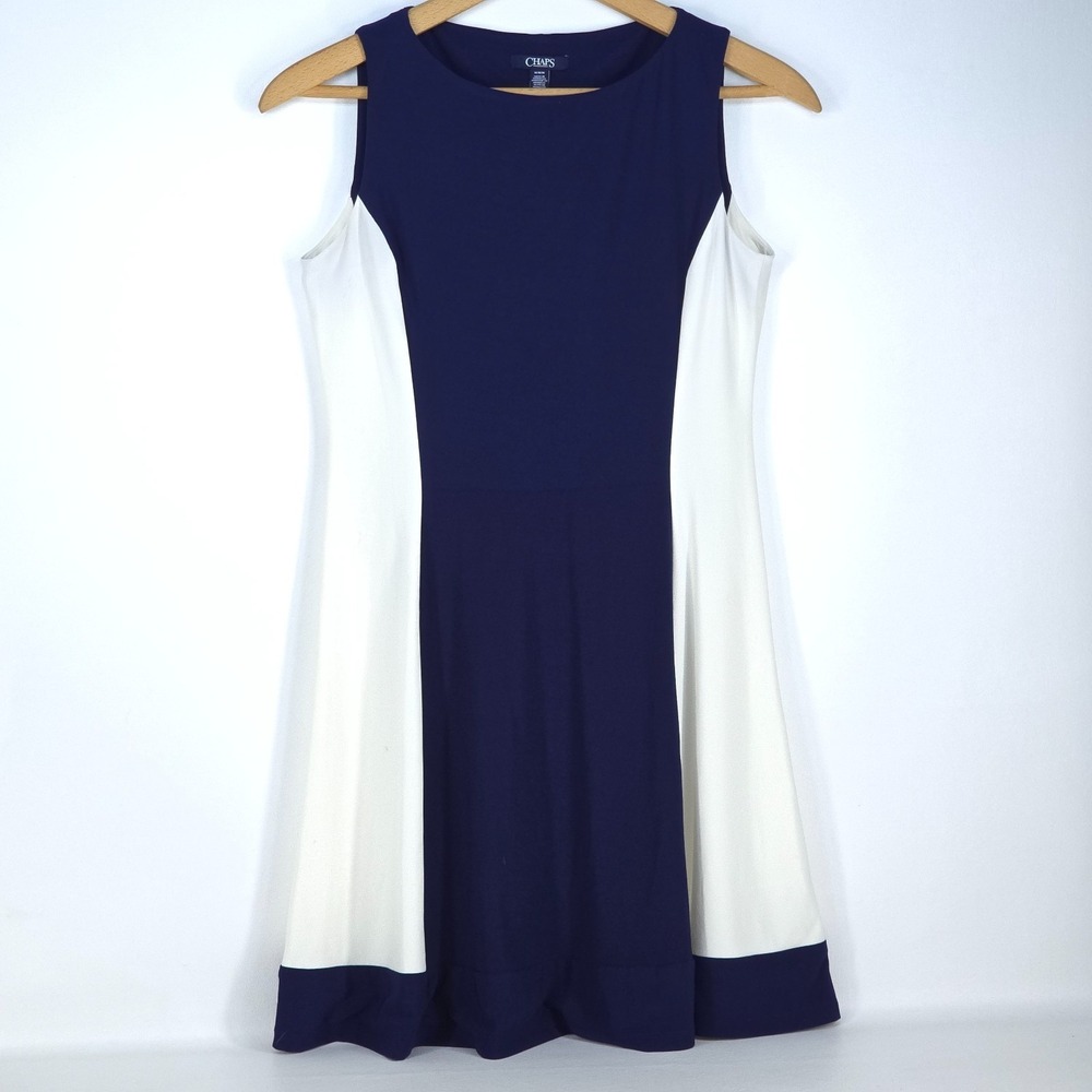 Chaps Colorblock Fit & Flare Dress Women's Medium Classic Nautical Career Preppy